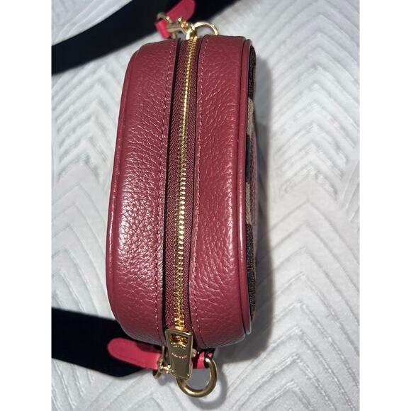 Coach Mini Dempsey Camera Bag Signature Jacquard Stripe With Patch - Picture 9 of 10